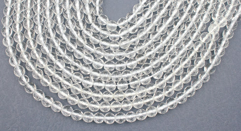 Clear Crystal Quartz Gemstone Beads, 6mm, Faceted